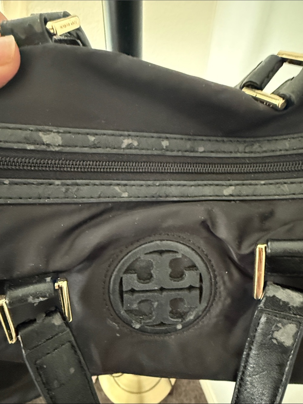 Tory Burch Black Logo Satchel with Gold hardware. - Picture 2 of 8